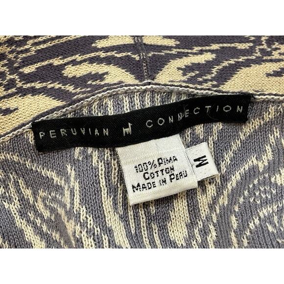 Peruvian Connection Open Cardigan Sweater Womens Sz M Beige & Gray Kimono Sleeve - Picture 5 of 6